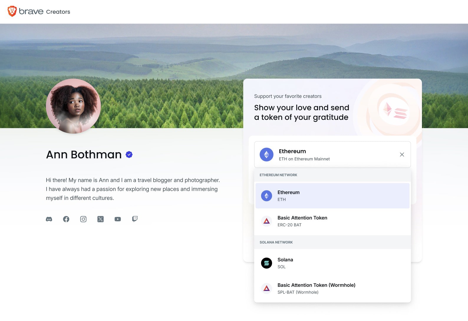 A creator's shareable on-chain contribution page